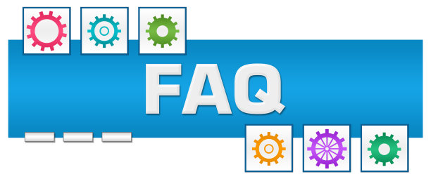 常见问题-经常问的问题蓝色彩色方块箱齿轮图片下载