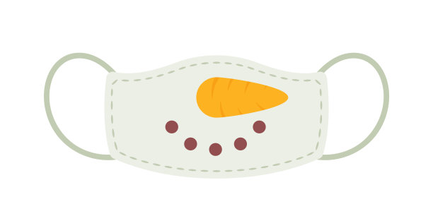 雪人滑稽脸的医疗口罩，圣诞主题脸保护对抗冠状病毒感染或过敏图片下载