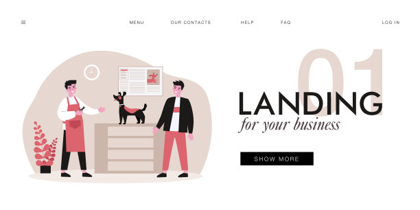 一个男人带着他的狗去美容师那里理发图片下载