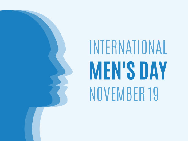 国际男子日海报与男性面孔从侧面向量图片下载