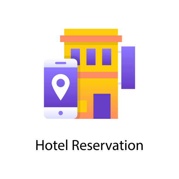 酒店预订矢量渐变图标设计插图。活动符号在白色背景EPS 10文件图片下载