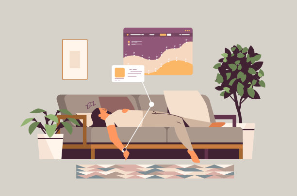 年轻女子睡在沙发上与电子智能手表应用程序跟踪在手质量和数量睡眠控制图片下载