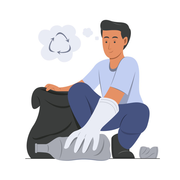 捡起垃圾回收利用。图片下载