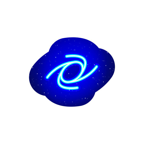 循环运动标志在霓虹灯蓝色空间。午夜蓝色。氖气螺旋线设计。图片下载