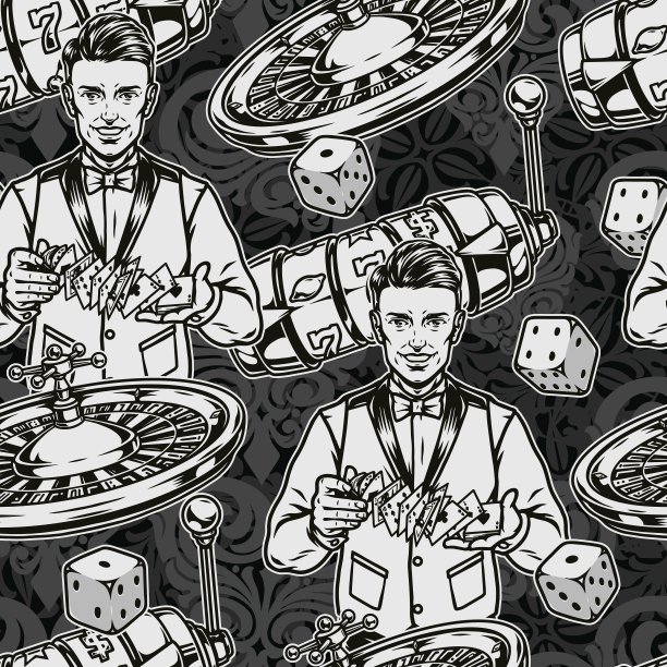 赌场复古无缝花纹图片下载