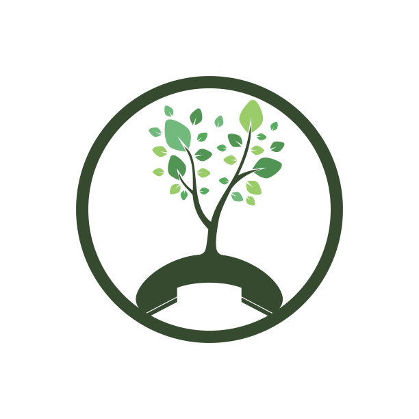 自然呼叫矢量标志设计。手机树图标设计模板。图片下载