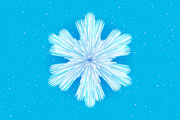 由白色的毛绒绒的光线和蓝色阴影组成的雪花图片下载