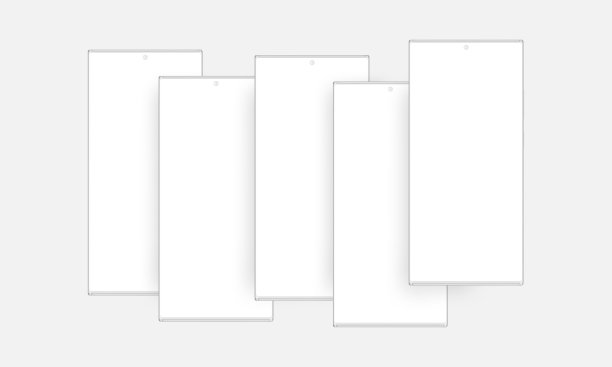 粘土无框智能手机模型与空白屏幕图片下载