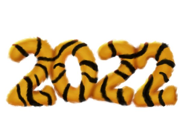 毛绒绒的数字2022年虎年，条纹新图片下载