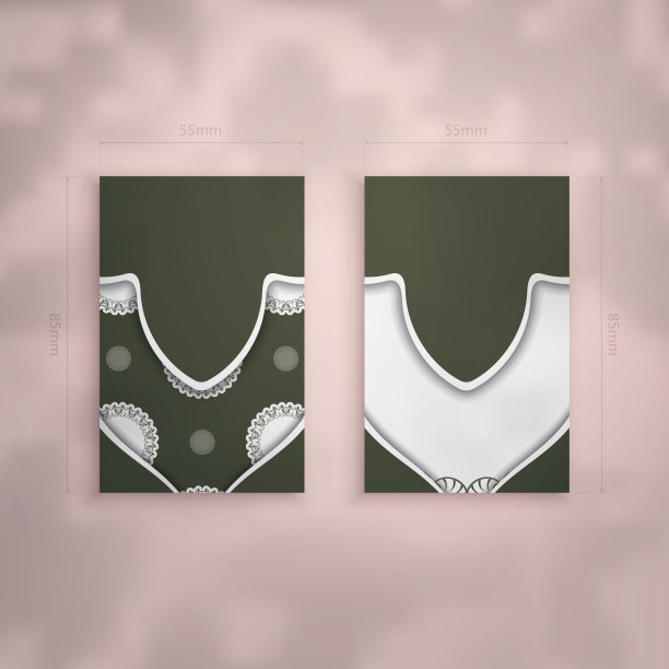 商务名片深绿色与希腊白色图案为您的业务。图片下载