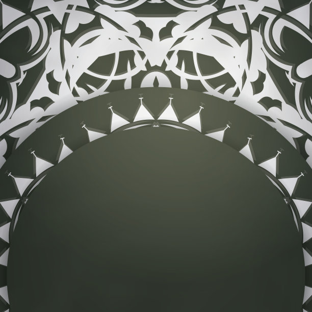 明信片模板在深绿色与古老的白色图案祝贺你。图片下载