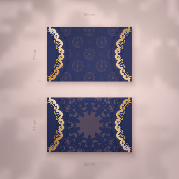 名片模板在深蓝色与希腊金饰您的业务。图片下载