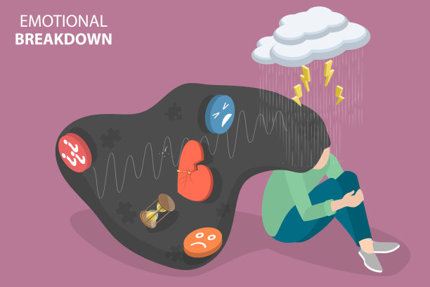 情绪崩溃的三维等距平面矢量概念说明图片下载