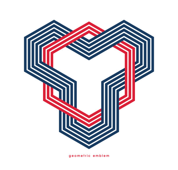 抽象几何矢量标志孤立于白色，线形图案设计现代风格符号，线条艺术几何形状标志或图标。图片下载