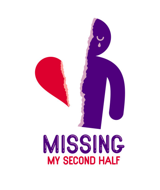 男人的一半图标用心中的孤独和思念伴侣爱人女友，离婚分手和孤独矢量概念符号，分手关系的时尚插画。图片下载