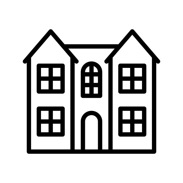 房屋扁平线性图标：房屋、房地产、乡村别墅、小屋、车库、公寓移动概念和网页设计标志图片下载