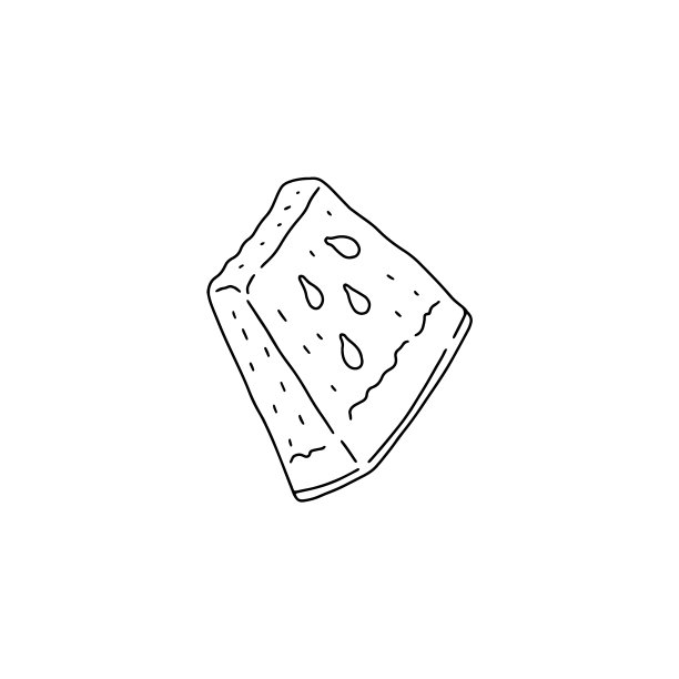 西瓜片在手绘单色风格，矢量插图孤立。图片下载