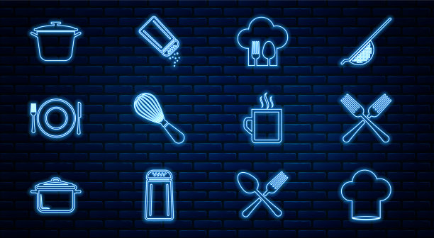 将厨师帽和勺子交叉放置图片下载