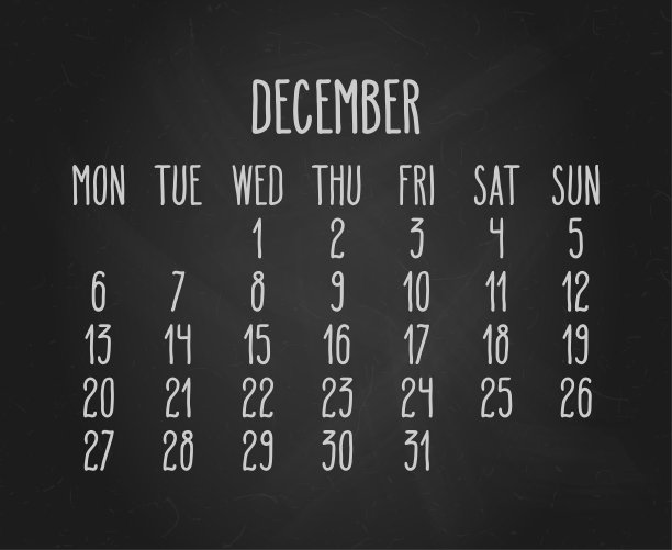 2021年12月手绘黑板日历图片下载