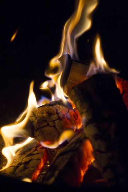 黄色火焰篝火特写图片下载