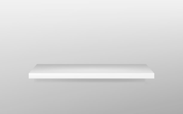 空的白色架子挂在墙上。EPS10向量。图片下载