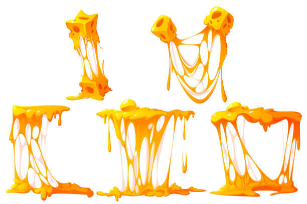 一套融化的奶酪，卡通圆润片设计图片下载