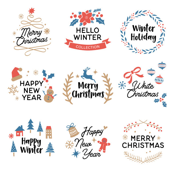 圣诞插图和旗帜收集。图片下载