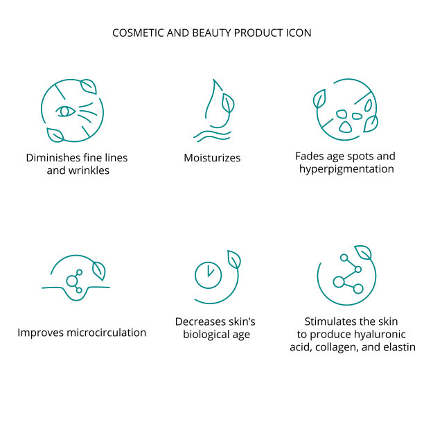 面部精华化妆品和美容产品图标集网页，生态包装设计。图片下载