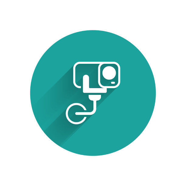 白色安全摄像头图标与长隔离图片下载