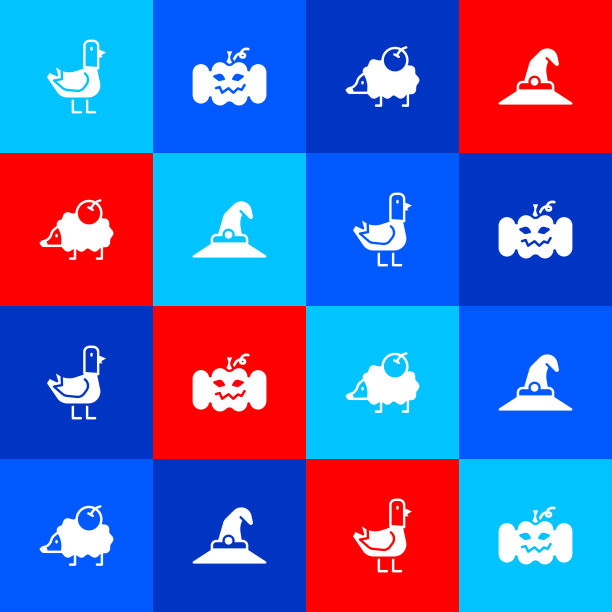 设置鸽子南瓜刺猬和女巫帽子图标图片下载