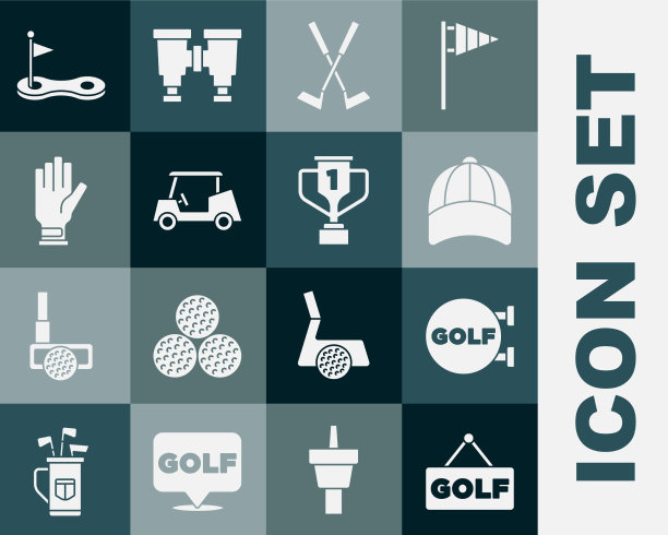 Set golf label sport club棒球帽交叉图片下载