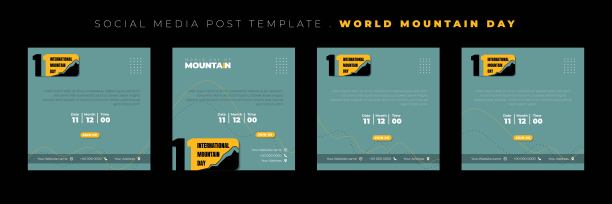 一套社会媒体贴模板与排版标志设计的国际山区日。国际山地日模板设计图片下载