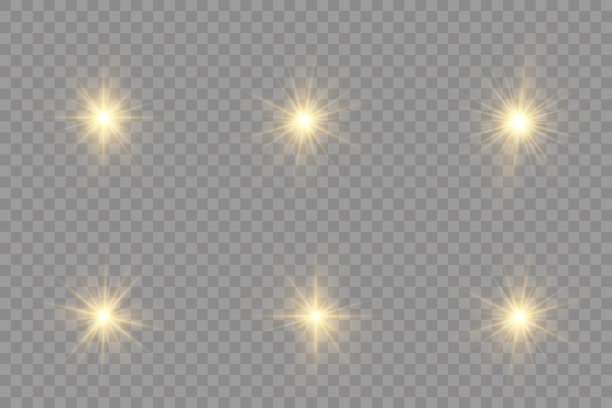 星星闪烁着光芒，黄色的阳光。图片下载