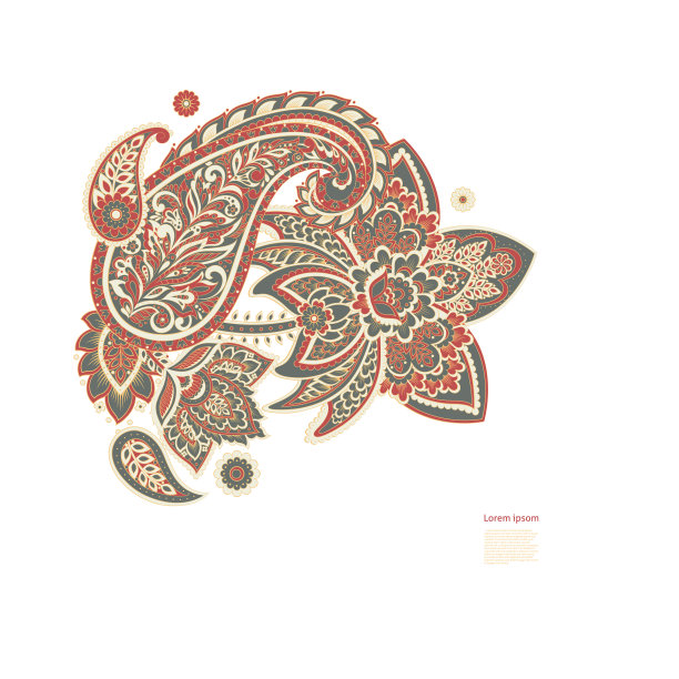 佩斯利孤立。卡片与佩斯利隔离设计。佩斯利矢量模式。绣花花矢量无缝模式。图片下载