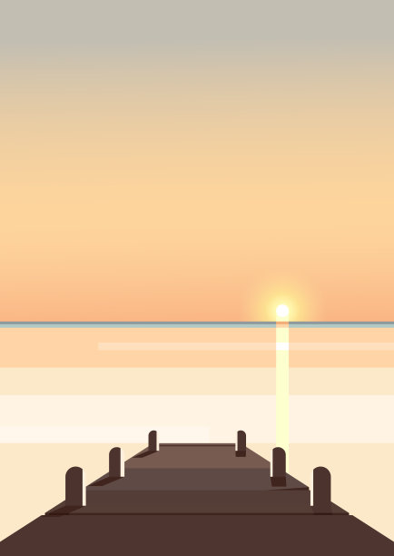 日落时的海滨码头。图片下载