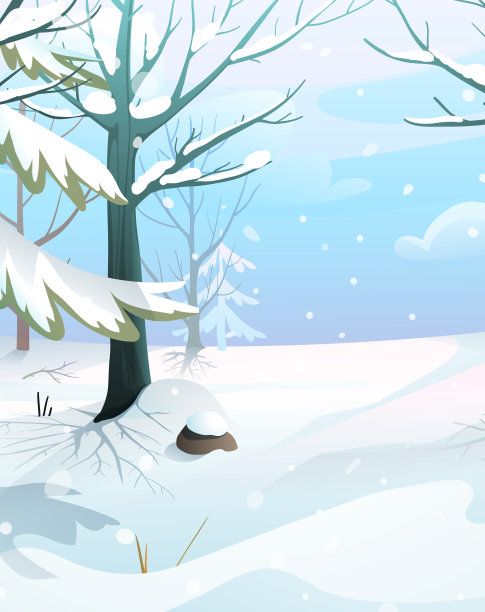 冬季森林圣诞雪景观与树图片下载