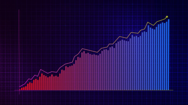 数字收入增长图的增长线图3D绘制图片下载