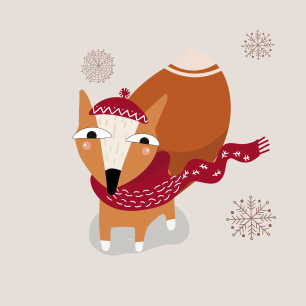 戴圣诞帽和围巾的鸡油菌图片下载