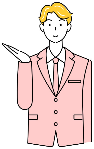 一个穿西装的帅哥摆姿势指着他的手指。说明向量图片下载