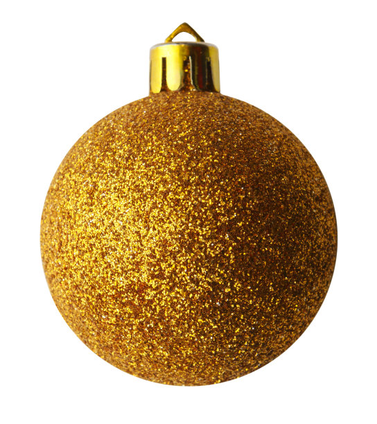金色圣诞玩具球，孤立在白色背景上图片下载