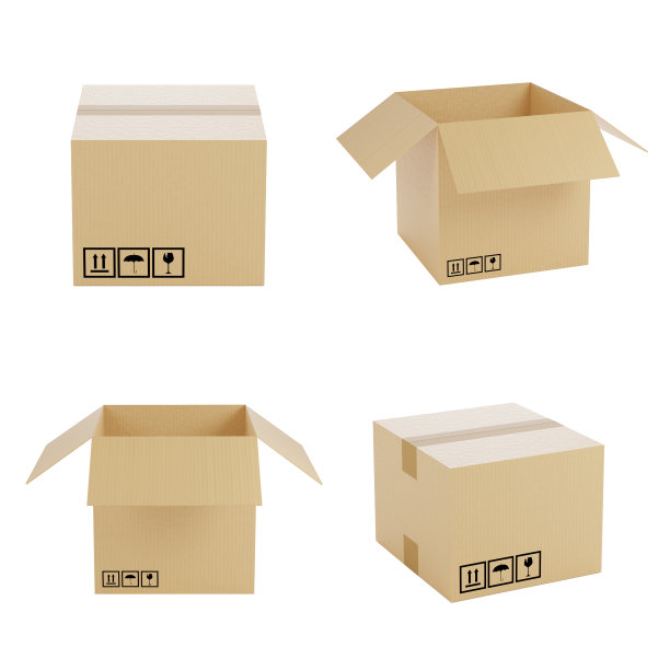 收集各种纸板箱的白色背景。图片下载