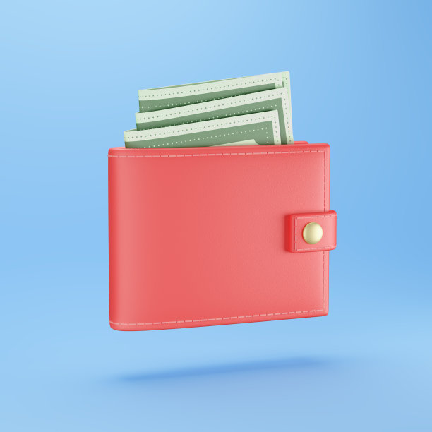 钱包里有现金，红钱包和钱，图片下载