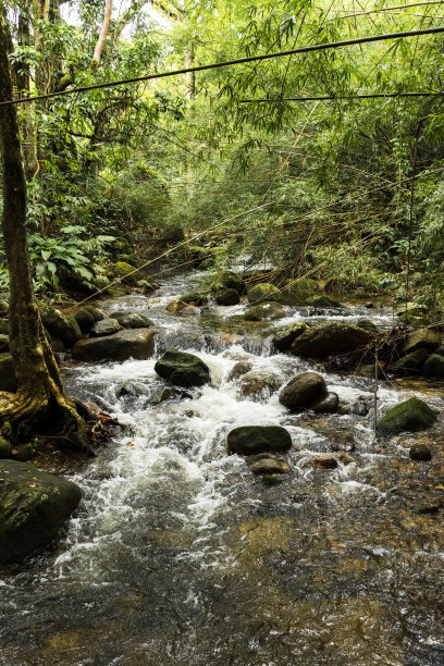 Sana, Macaé，里约热内卢山区的自然景观。照片中的河流与城市的瀑布的急流。图片下载