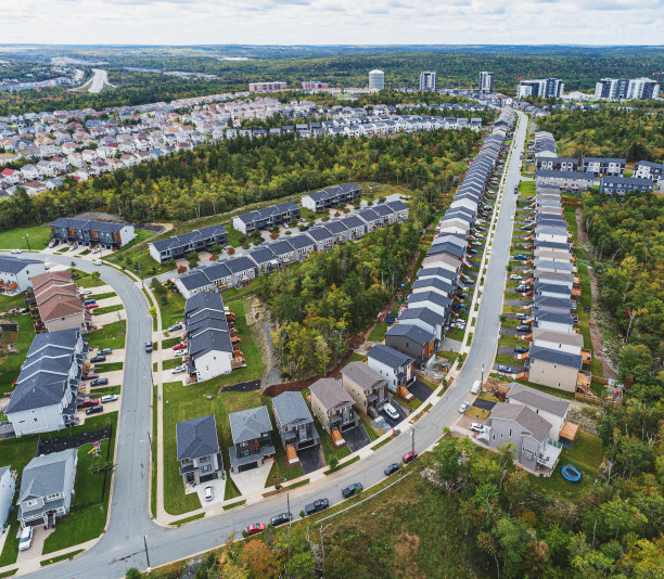 郊区景观鸟瞰图图片下载