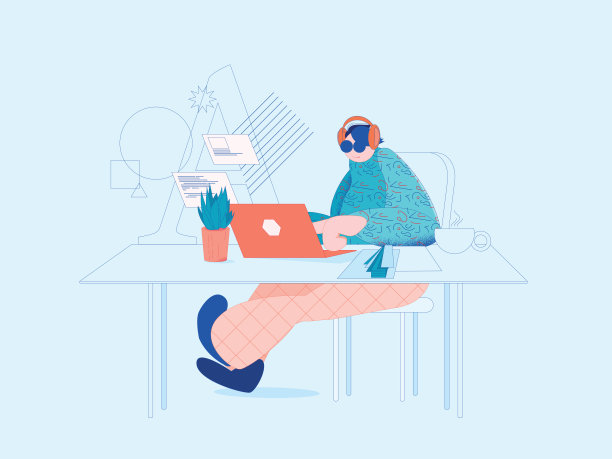 自由平面设计师工作在一个精心装饰的现代办公室的笔记本电脑图片下载