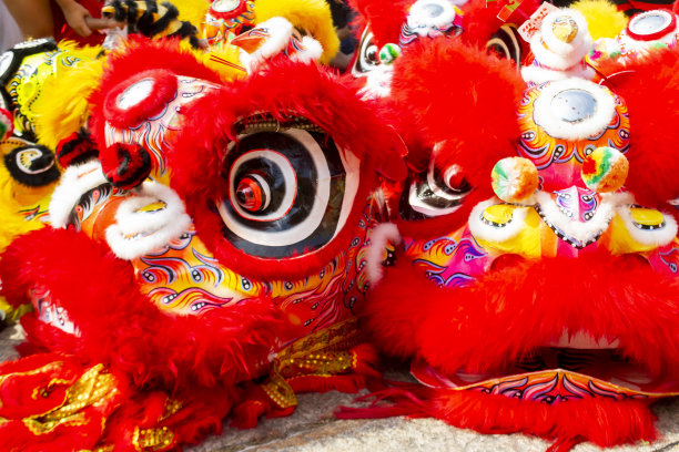 展出传统舞狮头。图片下载