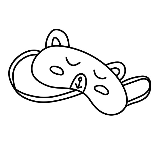 带熊脸涂鸦的睡眠面膜。手绘hygge元素。图片下载