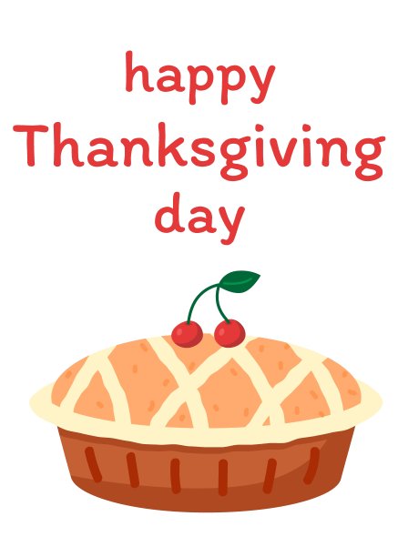 感恩节快乐，积极卡樱桃和南瓜派。贺卡，传单，横幅，海报模板。为传统晚餐烹制节日秋季美食。感恩节装饰，纺织品，礼物图片下载
