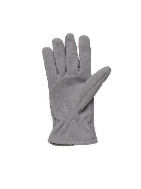 温暖的灰色妇女手套绝缘在白色的背景。图片下载