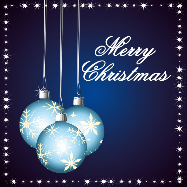 圣诞快乐。蓝色矢量贺卡。插图。图片下载